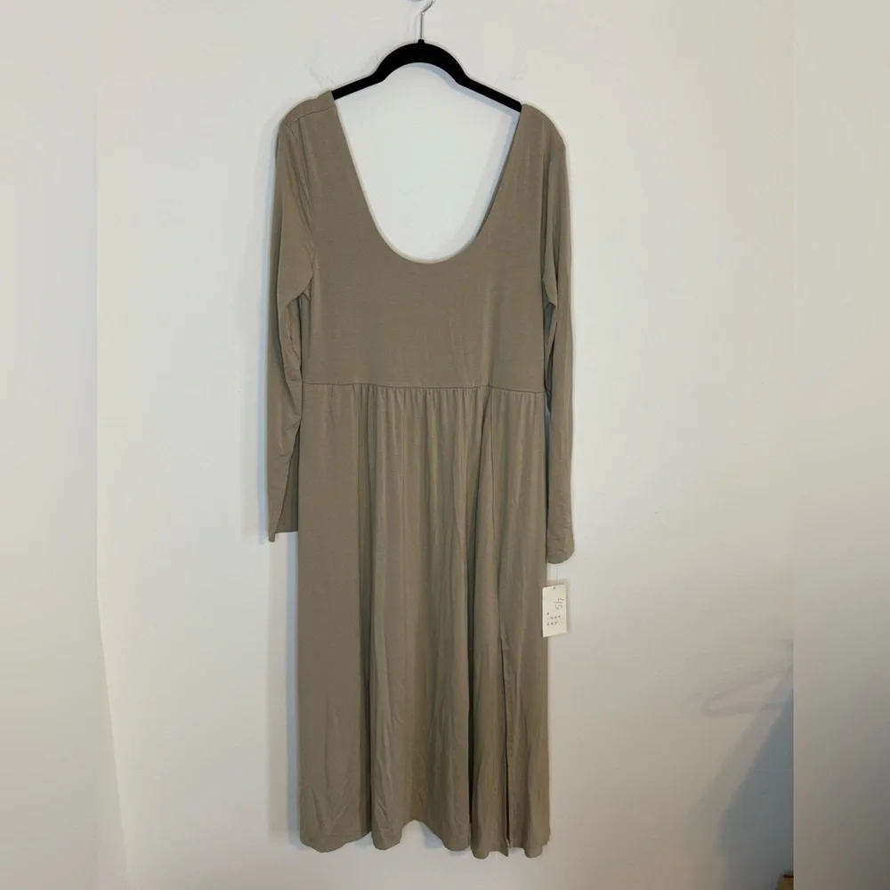 A New Day Cream Long Sleeve Maxi Dress With Pockets Size Large Modest NWT - Picture 1 of 5